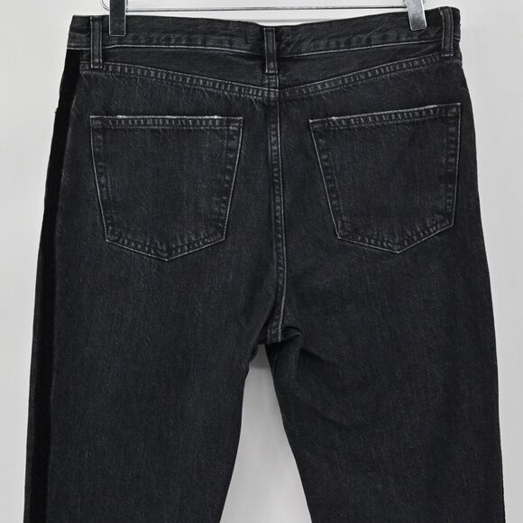 ZARA Jeans Womens Size 6 Black Velvet Side Stripe Premium Denim Tapered Leg Goth - Picture 6 of 11